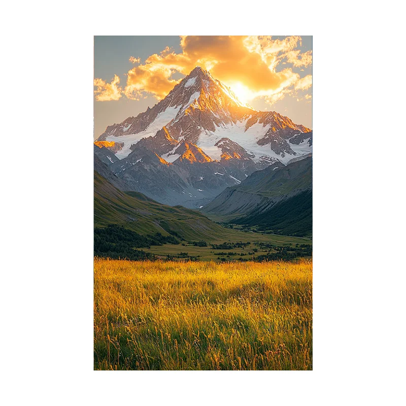 Stunning Mountain Landscape Wall Art Sunset Snow Peak Scenery Decor Prints for Living Room Aesthetic Home Posters