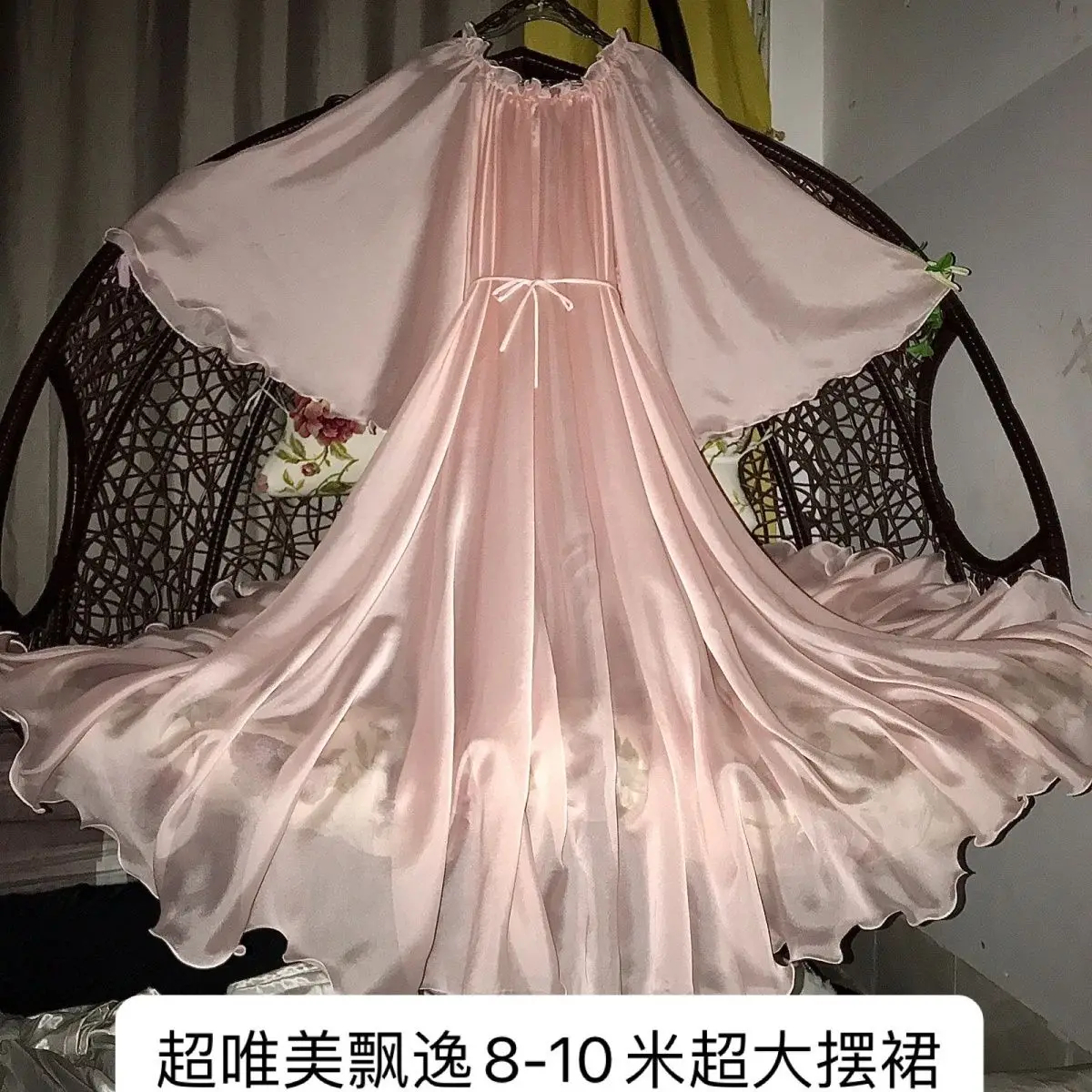 

Glossy Women Chiffon Mesh Satin Ruffles Long Maxi Dress Elegant Dresses