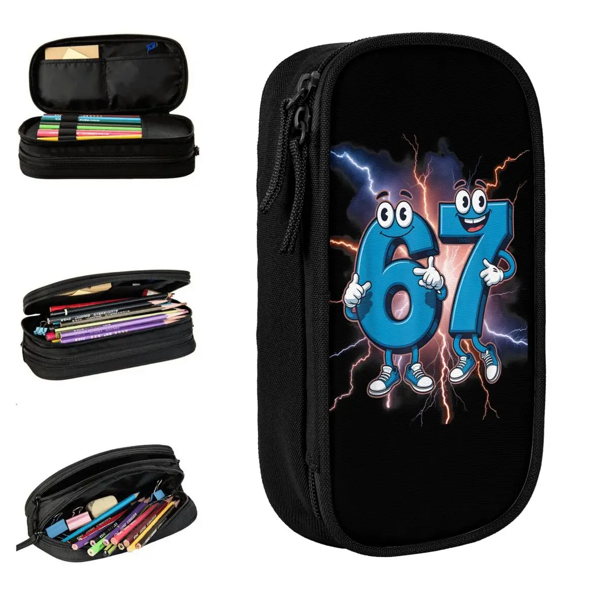 67 Meme Six Seven Pencil Cases Creative Pen Holder Bags Large Storage Students School Cosmetic Pencilcases
