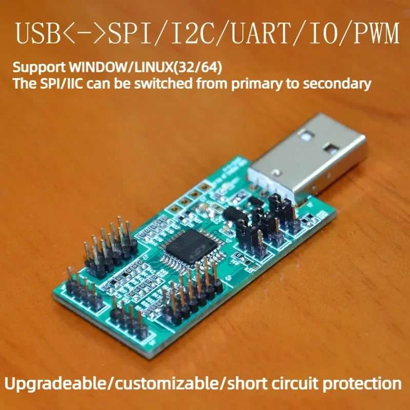 USB to UART, I2C, SPI (with 4 ADC, 4 PWM, 8 Digital IO and NRF2401 Test Software)