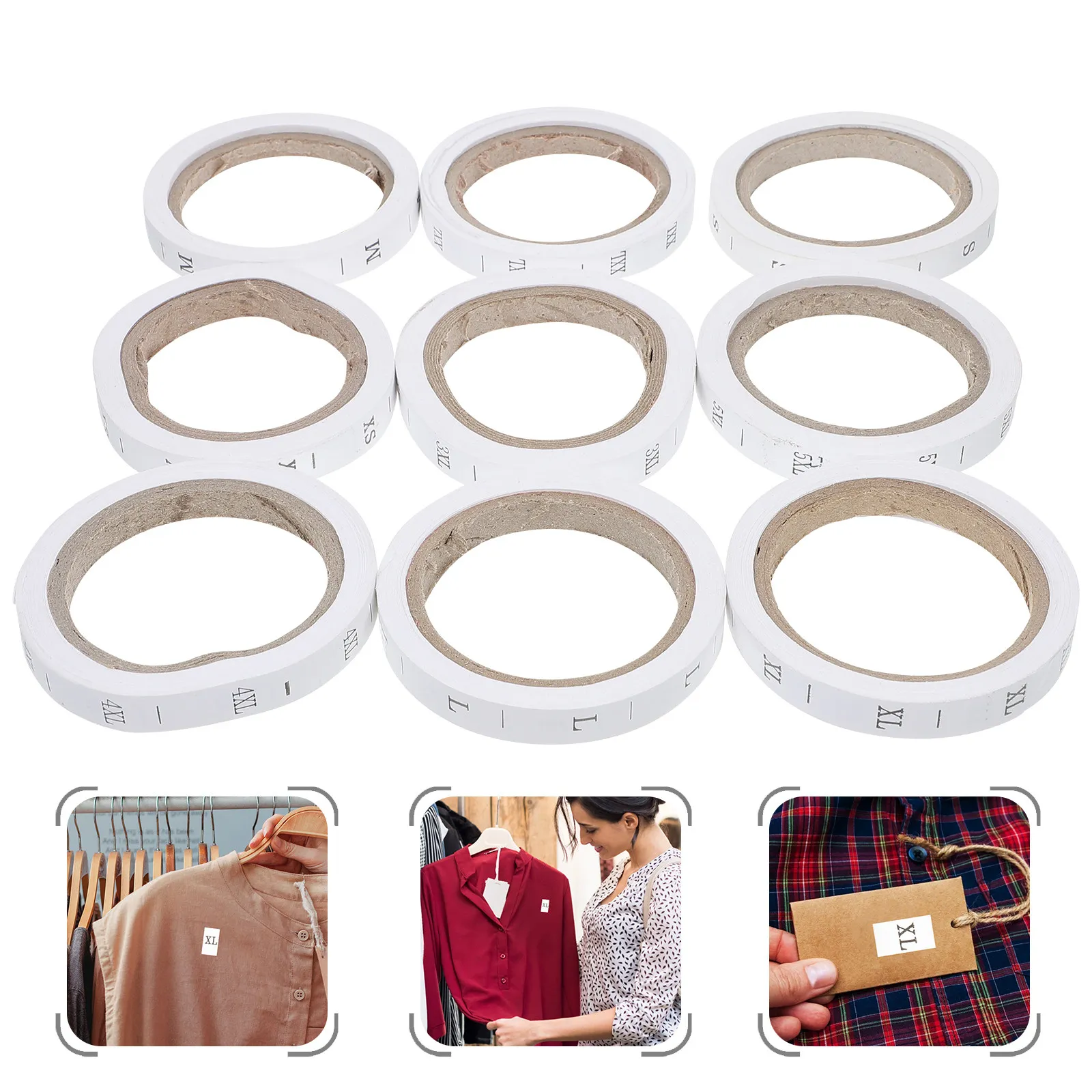 

8 рулонов бумажных этикеток для одежды: мягкие, удобные, моющиеся, приклеиваемые к одежде, для платьев, рубашек, блузок, салфеток, школьной формы