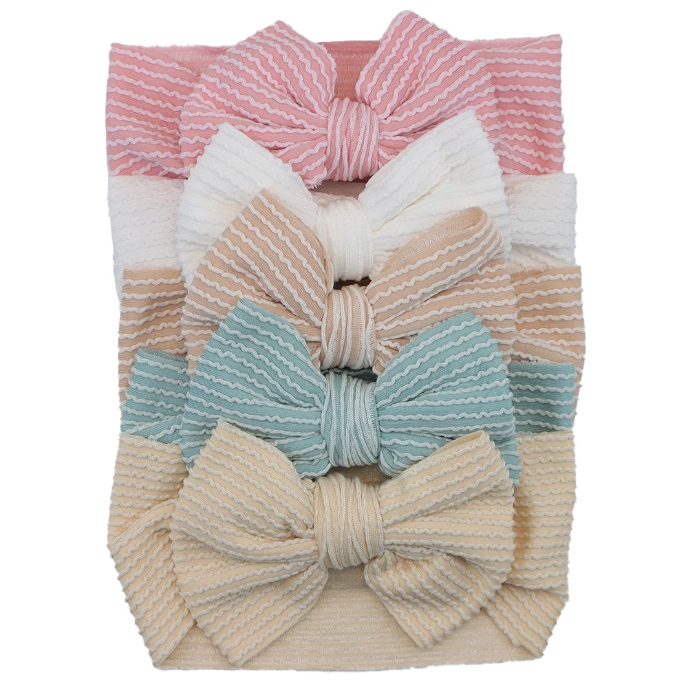 

5Pcs/Lot Striped Baby Bow Headband For Baby Girl Turban Kids Headwear Children Headwrap Newborn Baby Hair Accessories Set