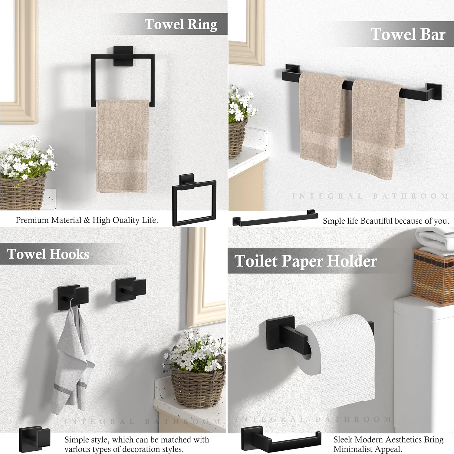

Bathroom Hardware Accessories Set Towel Bar Toilet Paper Holder Set Stainless Steel Wall Hanging for Bathroom Toilet Hotel
