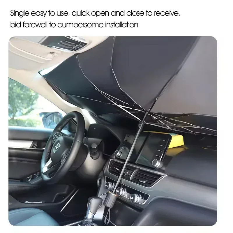 Large Anti UV Car Parasol Folding Sun Heat Insulation Umbrella Type Car Panels Glass Front Sunscreen Car Umbrella