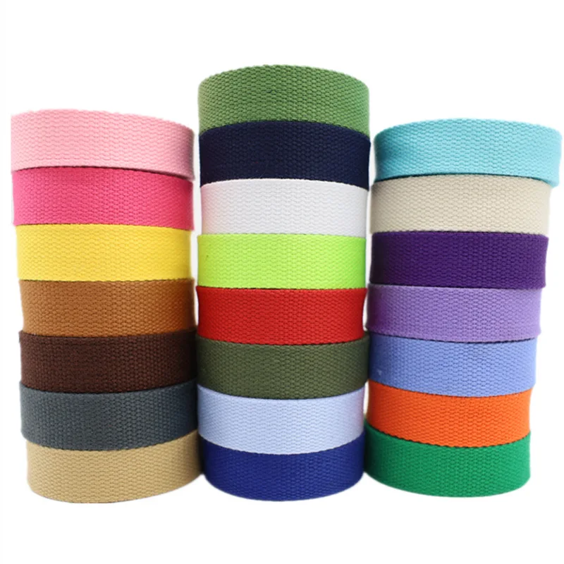 50 Yards 25mm Polyester Cotton Canvas Heavy Webbing Backpack Handle Belt Thickness Bias Tape Bag Strap Seat Belt Sewing Ribbon