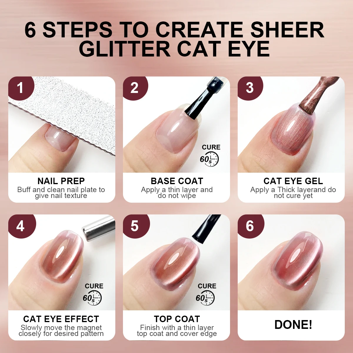 라이메걸 6개입/세트 캣아이 젤 네일 폴리쉬 마그네틱 젤 세미 퍼머넌트 네일 아트 쏙 오프 UV 젤 바니쉬 네일 키트