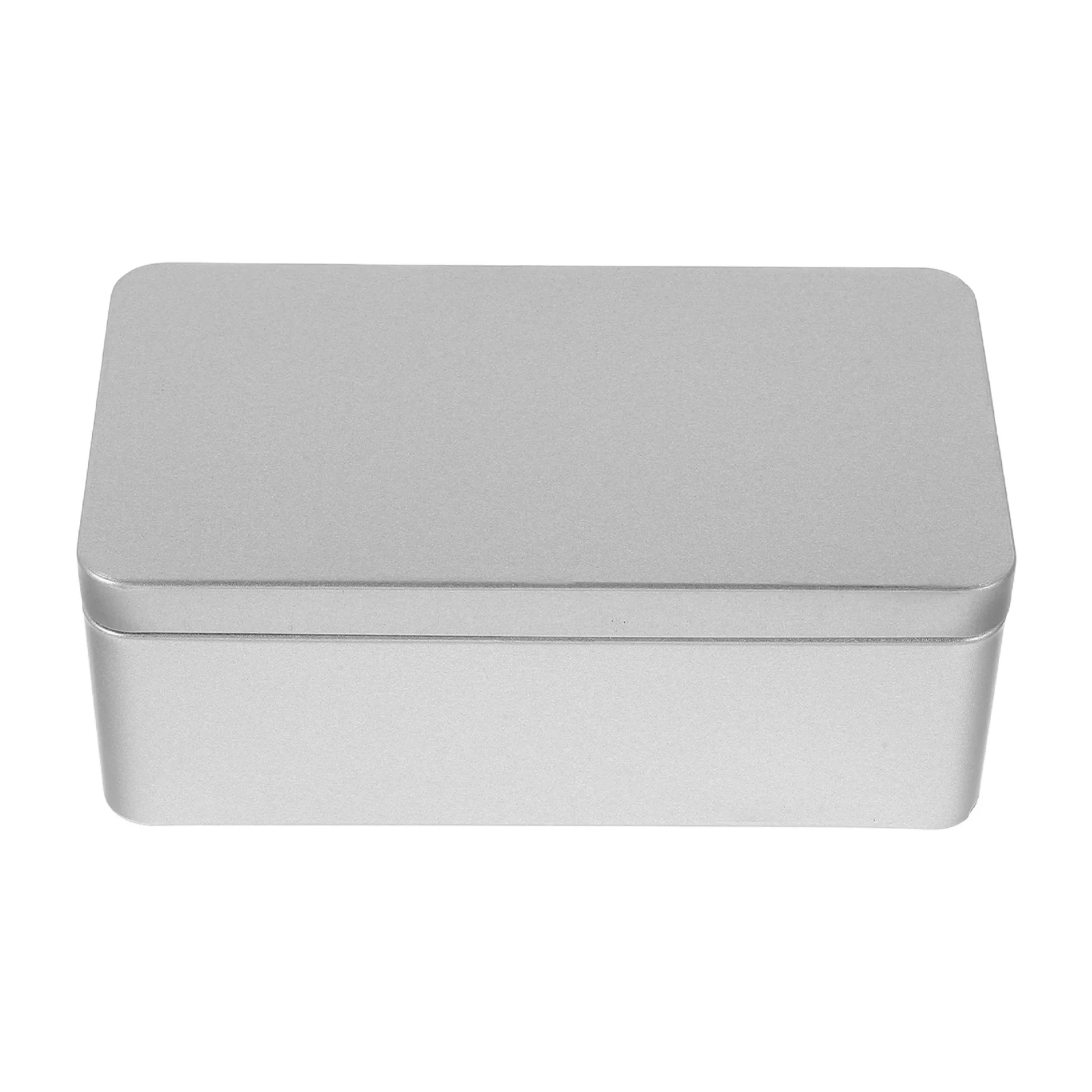 

Silver Tin Storage Box Rectangular Tinplate Container Seal Ideal for Cookie Treats Party Favors Jewelry Tea