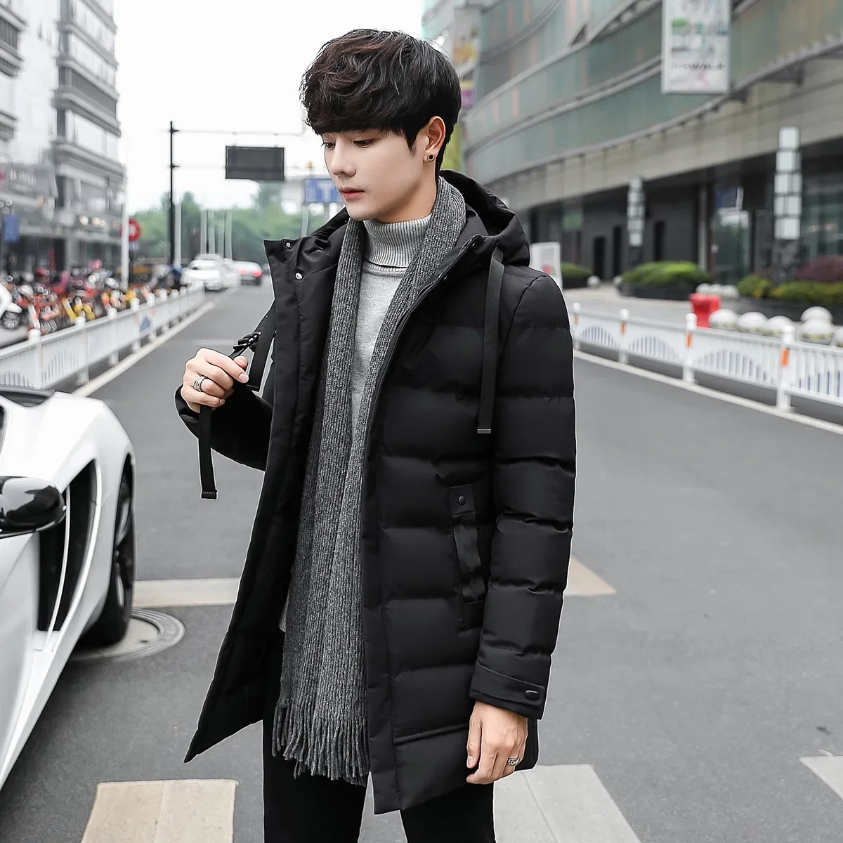 

Men 2023 Autumn Winter New Plus Long Warm Thick Hood Parkas Jacket Coat Men Outwear Outfits Classic Windproof Pocket Parka Male