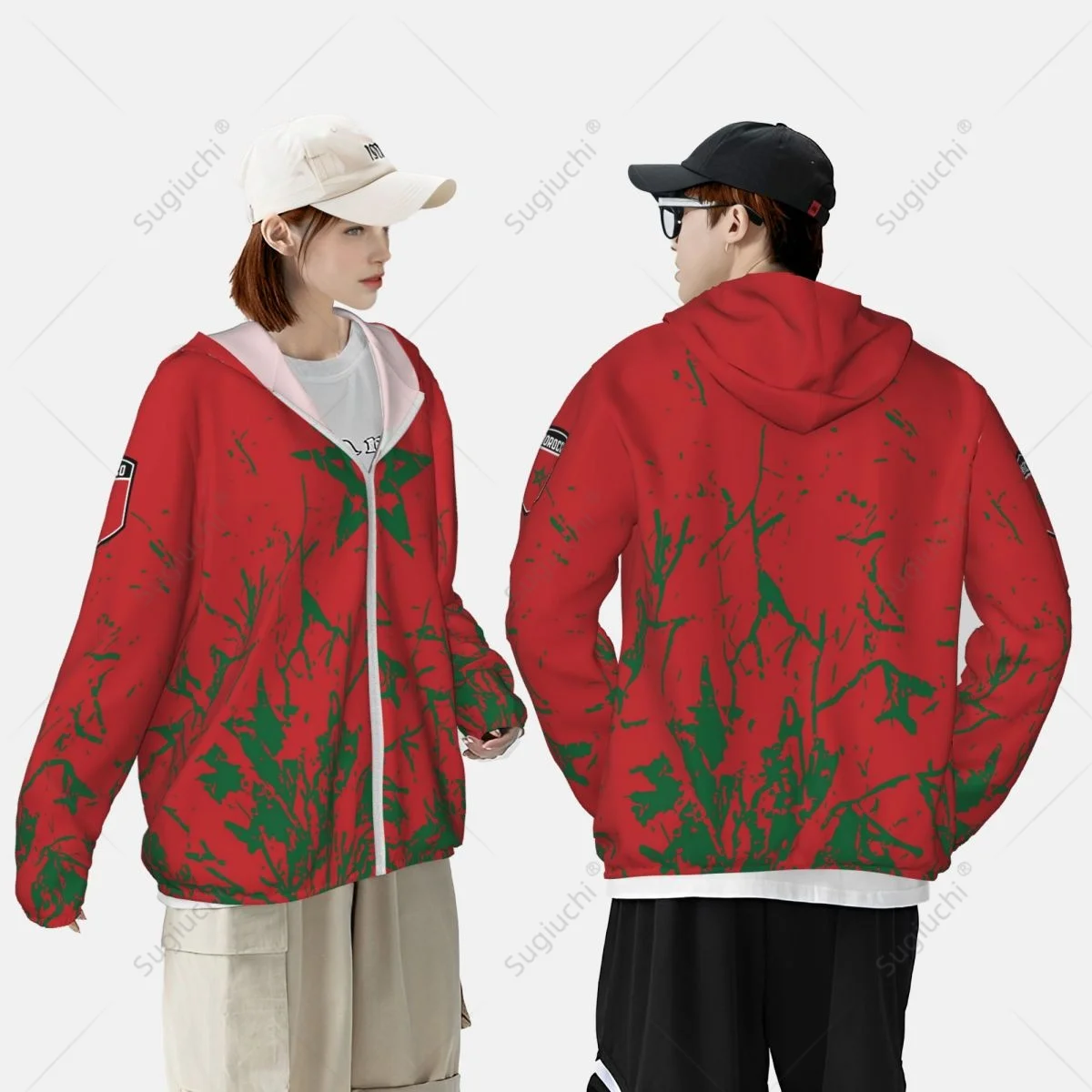 Sudadera con capucha de protección solar de grano de bandera de Marruecos, ropa de protección solar, pesca, ciclismo, correr, secado rápido, manga larga con cremallera, poliéster