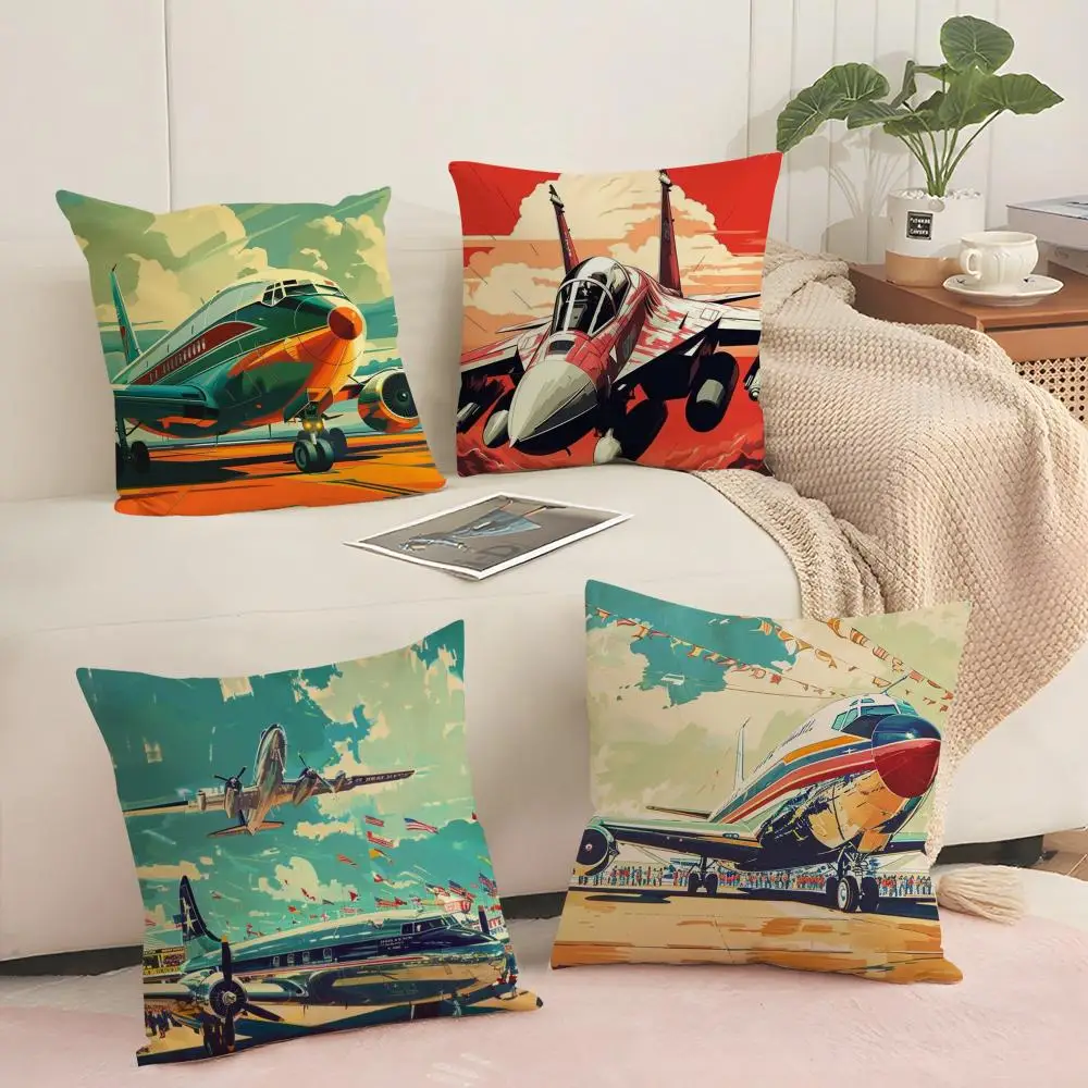 غطاء وسادة رائع على شكل طائرة على شكل طائرة، غطاء وسادة أريكة حريري قصير من القطيفة مع سحاب غير مرئي مقاوم للغبار لديكور المنزل