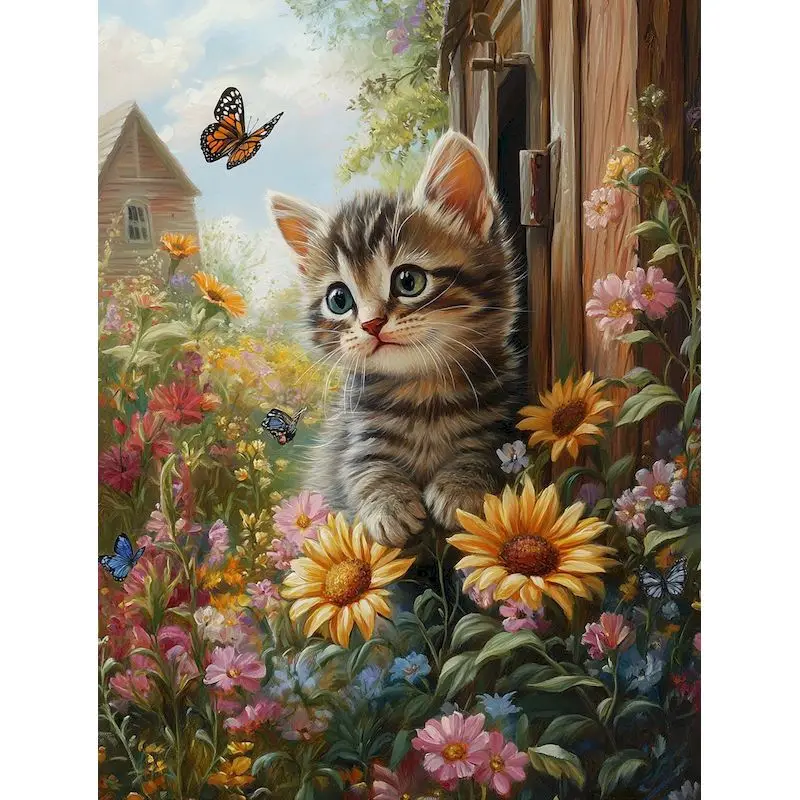 

GATYZTORY Picture By Number Cat Animal For Adults Handpainted DIY Oil Painting By Number On Canvas Home Decoration Gift 60x75cm