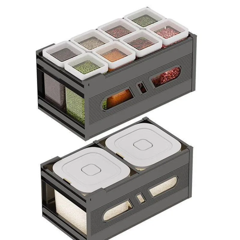 

Rice bucket aluminum alloy drawer type rice noodle box pull basket kitchen household rice cabinet