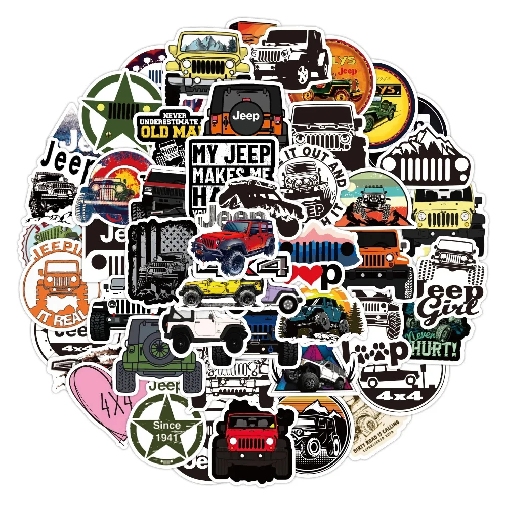 10/30/50PCS Cool Jeep Car Graffiti Stickers Car Motorcycle Travel Luggage Phone Guitar Laptop Classic Toy Waterproof Kid Sticker