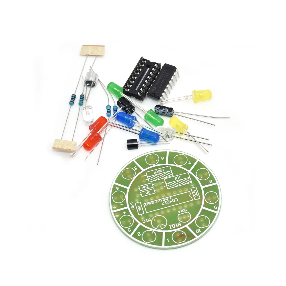 LIZAO CD4017 DIY Kit Voice-Activated Rotating LED Light Electronic Student Laboratory Training Set for Electronic Learning