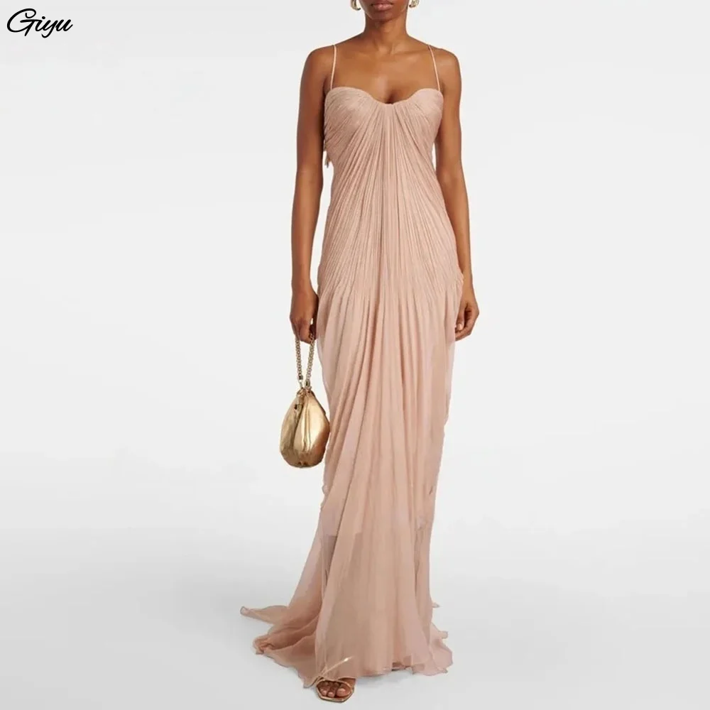 Giyu Sexy Pink Mermaid Evening Dresses Sleeveless Sweetheart Long Prom Gowns Pleated Formal Dubai Prom Gowns Customized 2026