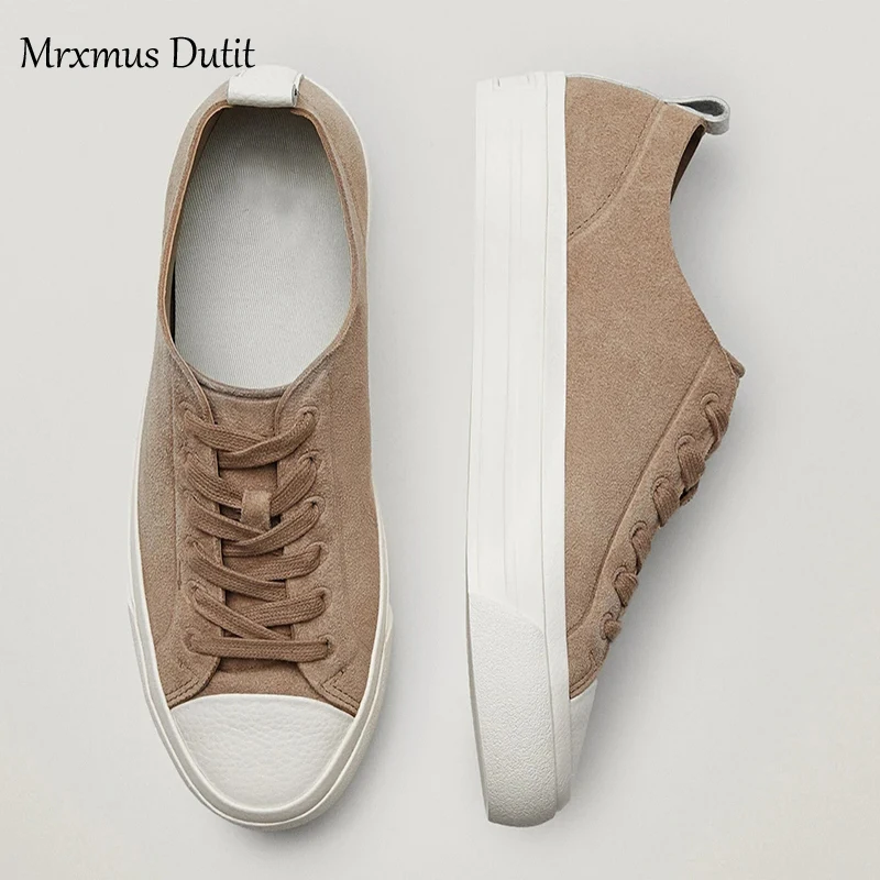 Mrxmus Dutit Spring 2024 Fashion High Street Simple White Genuine Leather Soft Casual Comfot Sneakers Women Shoes Woman