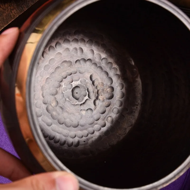 Original Kupfer tibetische Schüssel Nepal handgemachte 15CM Meditation Sound Heilung schwarze Klangschalen Musikinstrumente Percussion