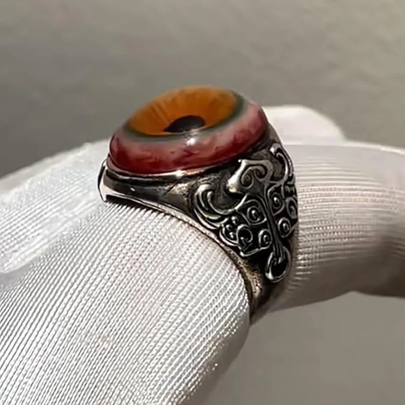 Eye Of The Veil Ring Party Rings Men Eye Of The Curtain Ring Evil Eye Ring Realistic Eyeball Design Rings Dark Lore Rings - view 3