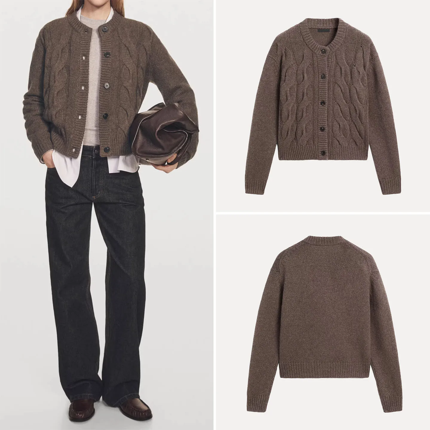 

Faionable Knitted Sweater Autumn 2025 Women's Sle Twist Flower Linen Open Cardigan round Ne Long Sve ort Length