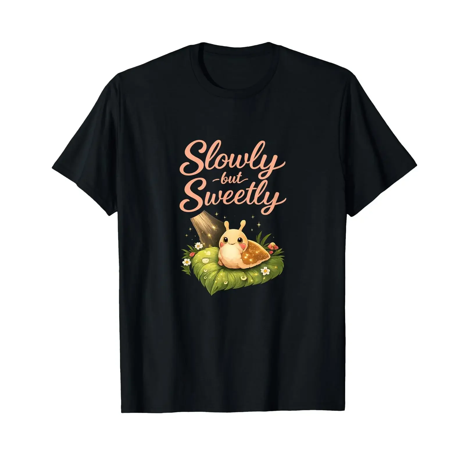 Cottagecore Slug Life Slowly but Sweetly Design T Shirt vintage Washed Stylish Slightly Unisex Versatile Casual