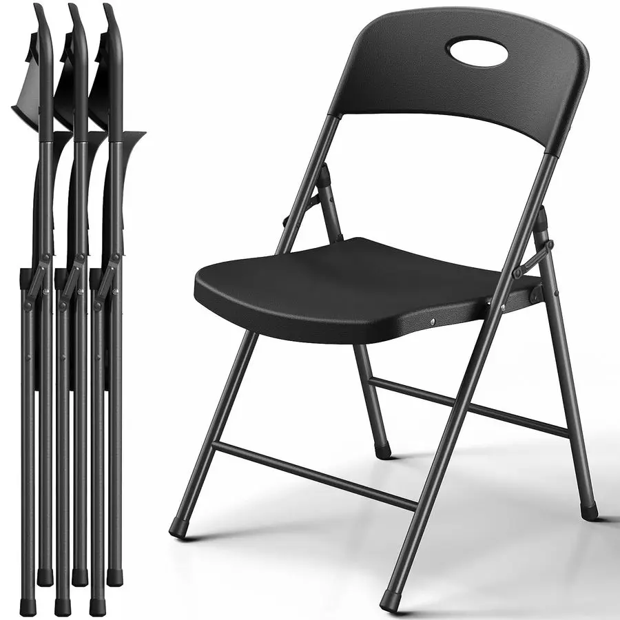 

Plastic Folding Chair 4 Pack, Outdoor Sturdy Metal Folding Chairs for Outside Indoor, Portable 350 lbs Capacity Heavy Duty Fold