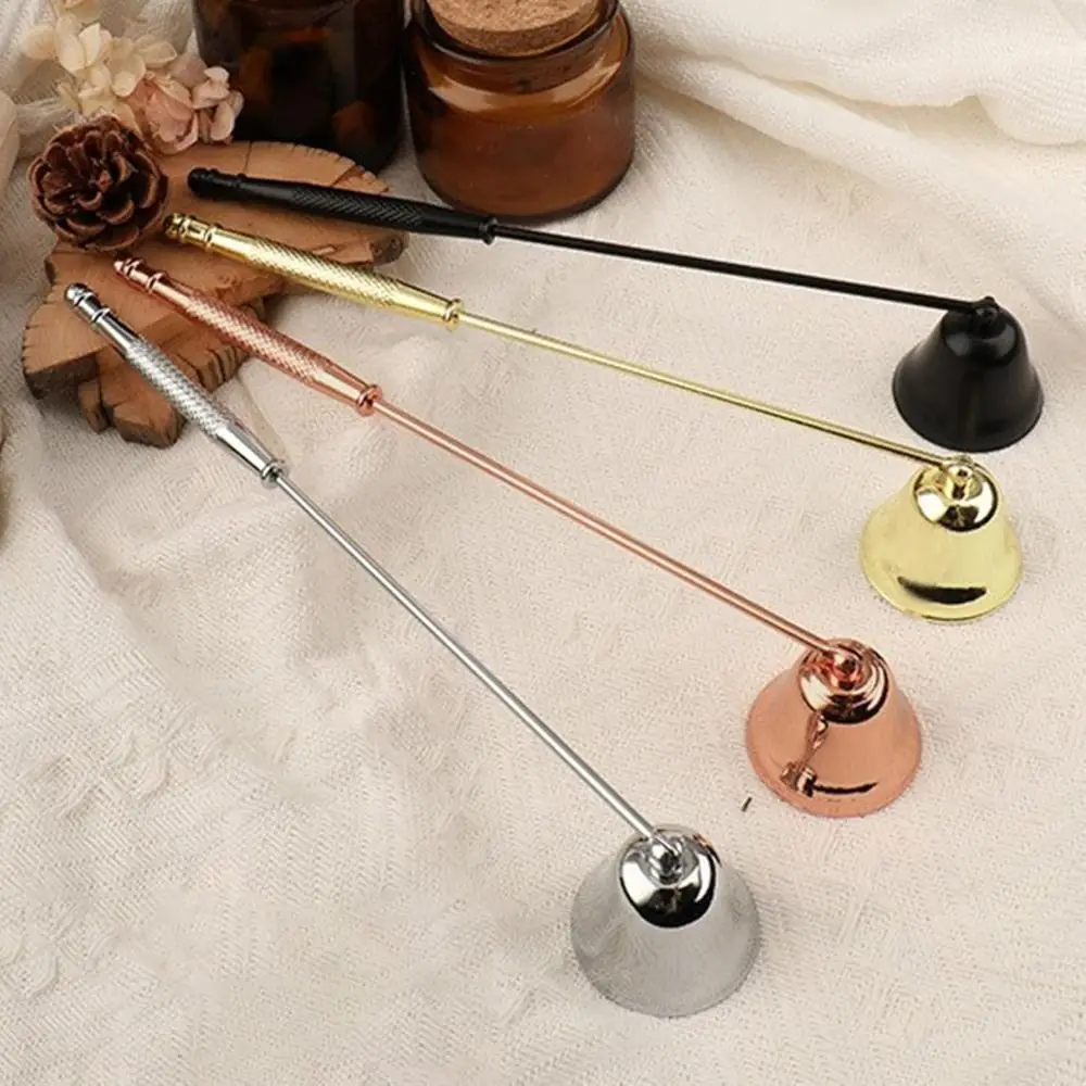 Stainless Steel Candle Extinguisher Anti-Slip with Long Handle Candle Stopper Wick Snuffer Bell Shape Cover