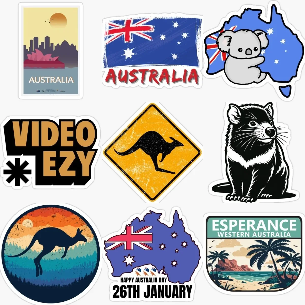

AUS Australia Flag Map Emblem Kangaroo PVC Sticker for Decorate Fridge Wall Car Van Bicycle Window Motorcycle Decal Accessories