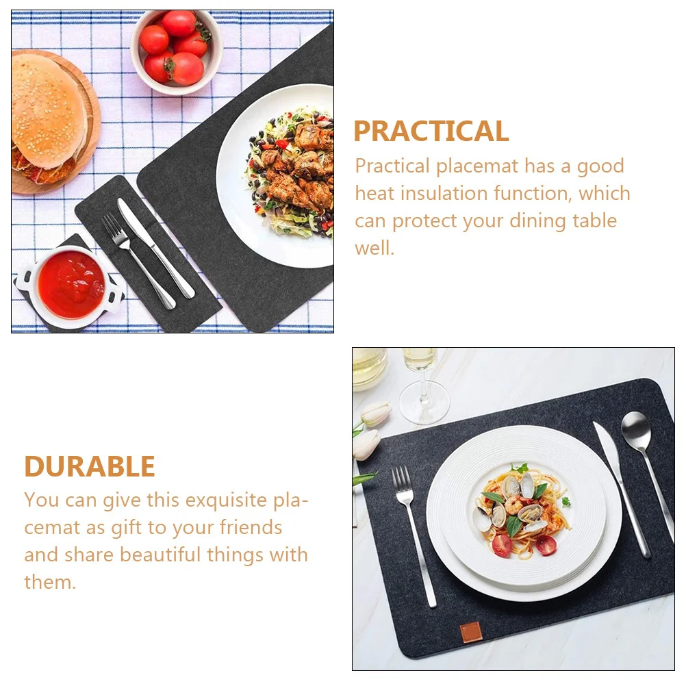 

1Set Felt Place Mat Heat Resistant Placemat Non-Slip Insulation Pad for Cups Plates Simple Elegant Design Home Party Use