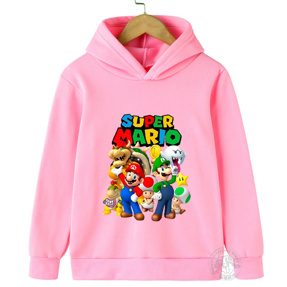 Dziewczyny gra Mario bros bluzy dla dzieci dziecko dziecko kreskówki topy wiosenne dzieci z długim rękawem bluza z nadrukiem jesienne chłopięce