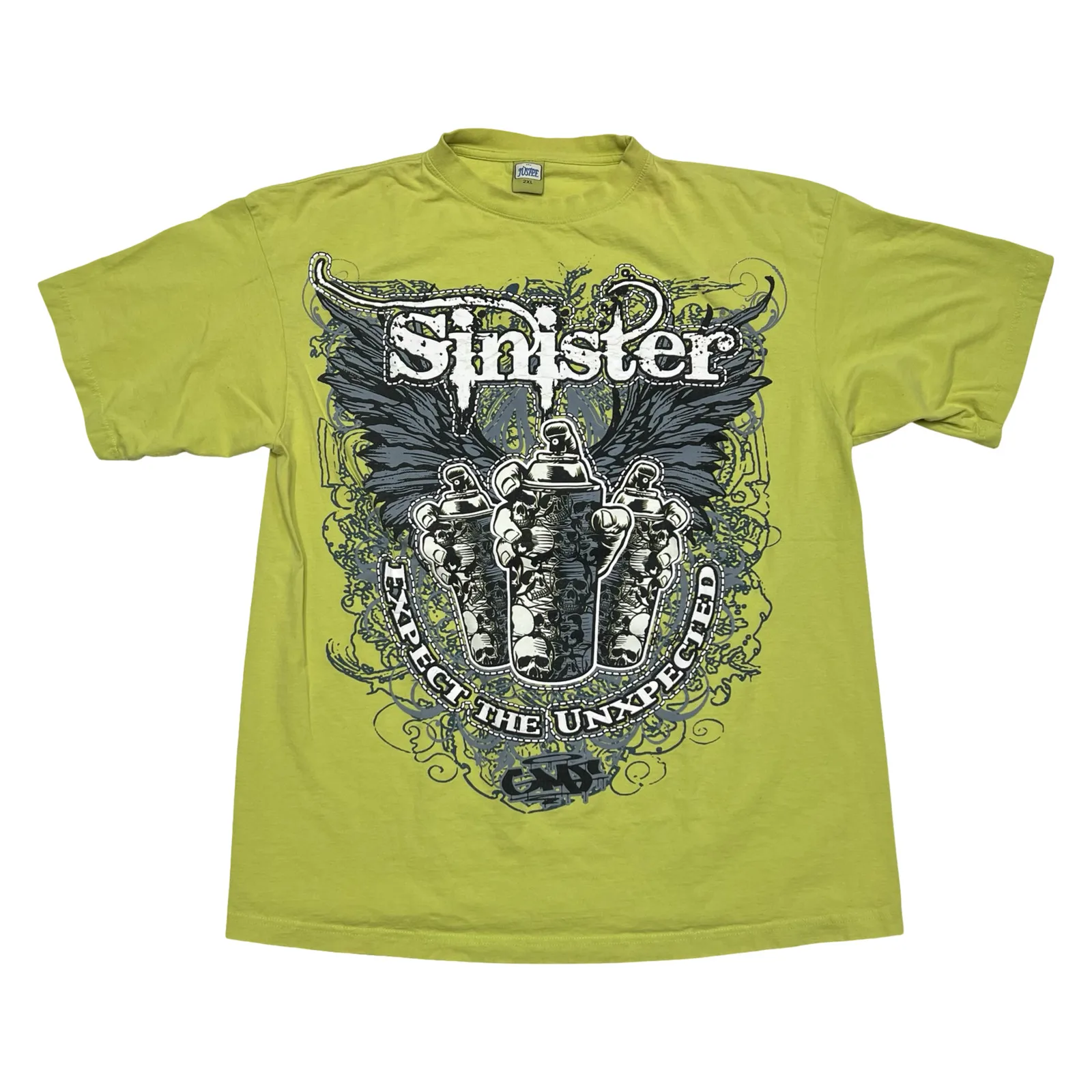 Y2K Sinister Shirt Mens 2XL Expect The Unexpected Skulls Graphic Tee Grunge
