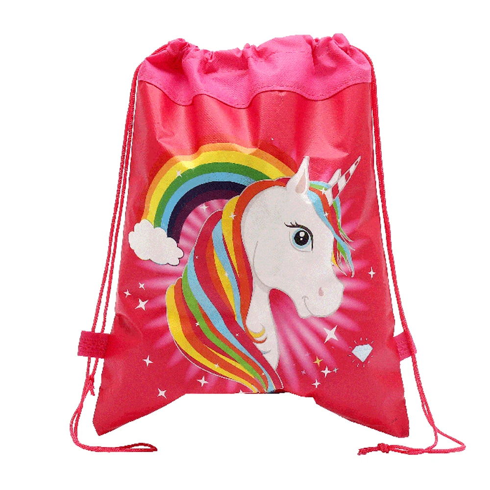 Unicorn Theme 1pcs/lot Mochila Non-woven Fabrics Drawstring Birthday Party Kids Girls Favors Gifts Bags Decorate Backpack