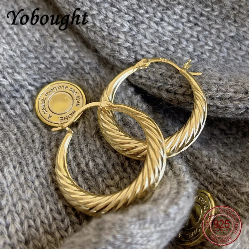 

Серьги-кольца из стерлингового серебра 925 пробы с простым спиральным узором, подходящие для женщин, модные французские легкие роскошные ювелирные изделия высокого класса