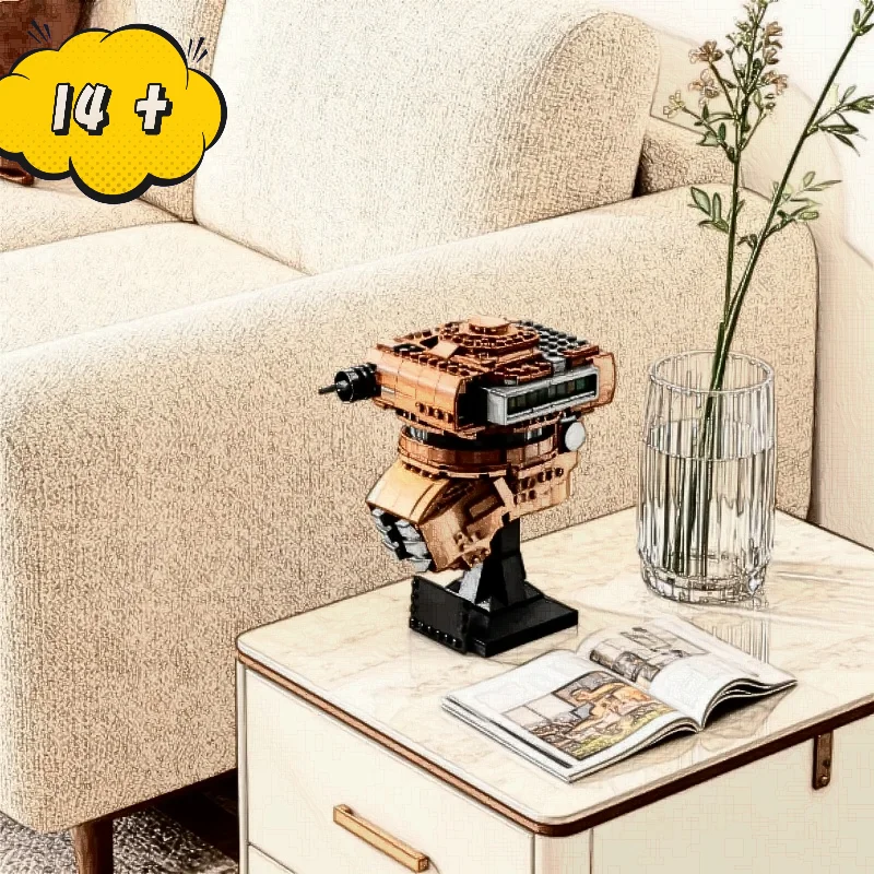 In Stock Hot New Releases Boushh Helmet Bust Building Blocks Diy Assembly Model Creative Collectible Ornament Popular Art