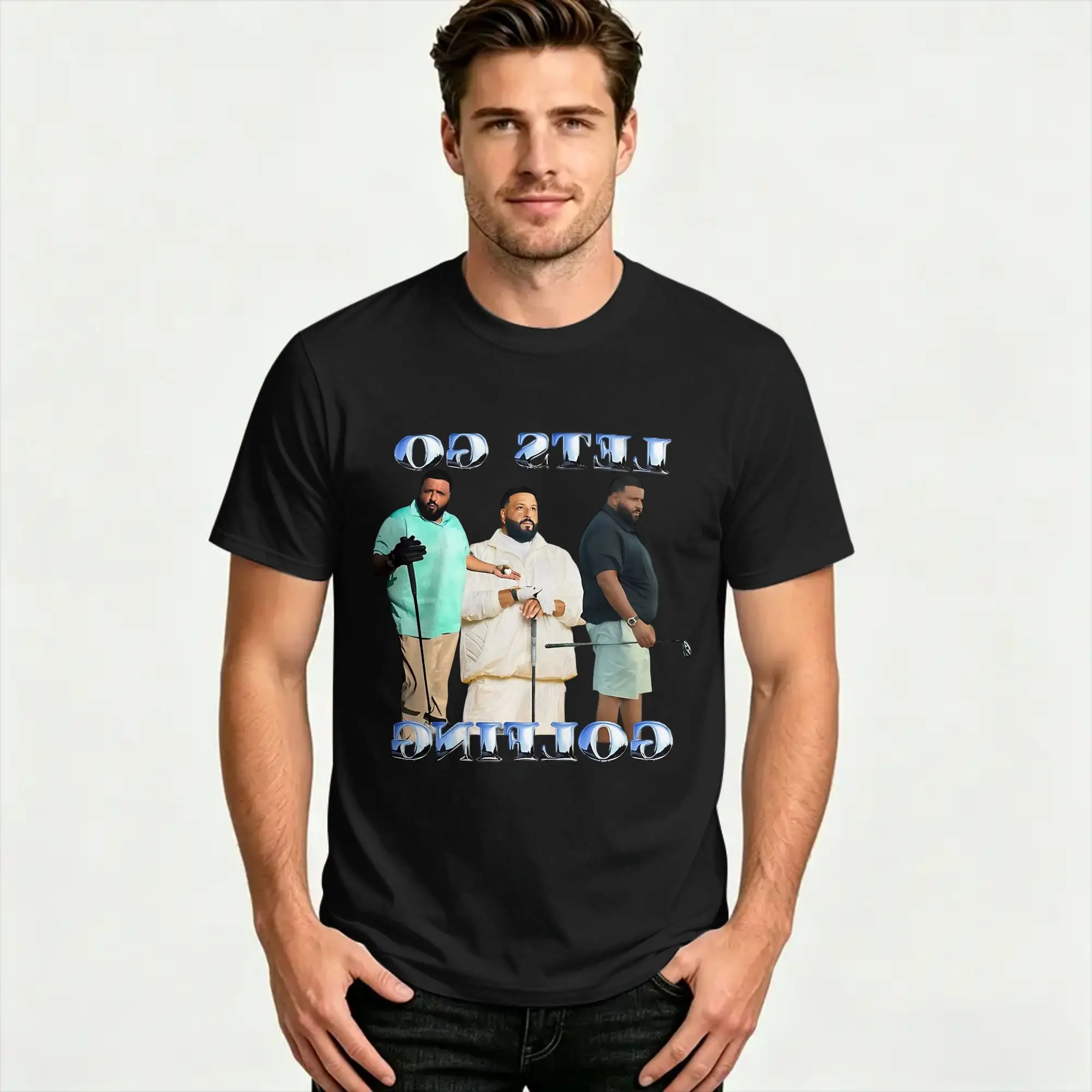 Casual T Shirt Summer DJ Khaled Let's Go Golfing  Hip Hop T Shirts  100% Cotton Tee Shirt for Man Y2K Basic Short Sleeve Tops