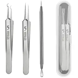 Blackhead Tweezers, Milia Remover, Pimple Popper Tool,Ingrown Hair Tweezers, Blackhead Extractor
