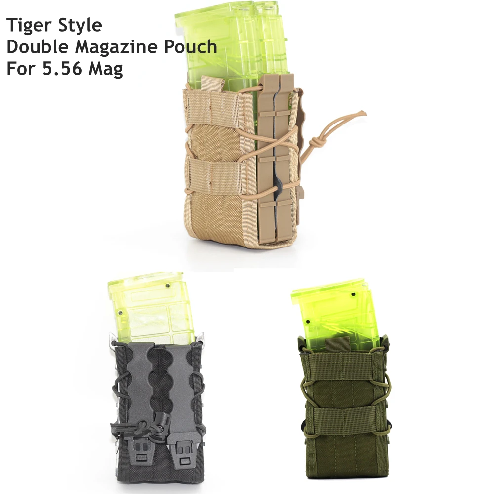 Outdoor Tactical Magazine Storage Pouch 5.56 Double Elastic CS Belt Vest with MOLLE Load-Bearing Function for Rifle and Shotgun