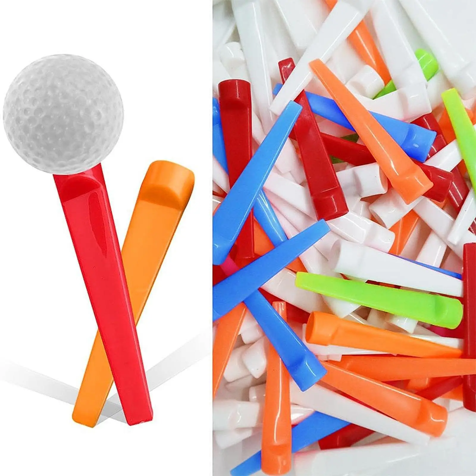 50 Pieces Golf Tees Set Golf Accessories Reusable 70 mm Portable Unique Ball Holder for Backyard Beginners Players Indoor Golfer