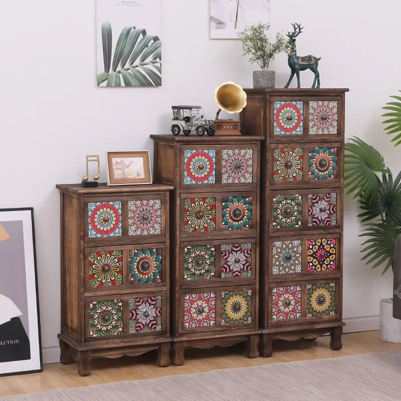 American solid wood locker retro living room chest cabinet painted drawer storage cabinet