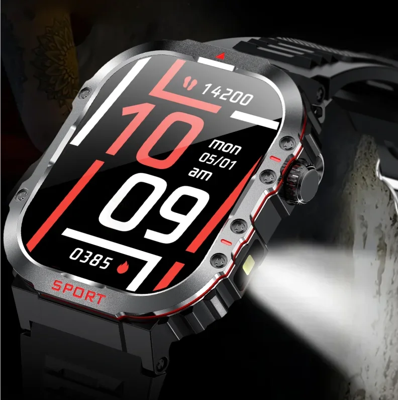 

H08 Men's Smart Watch Outdoor Sports Flashlight Compass IP68 High Quality Smart Watch Waterproof Connection Watch