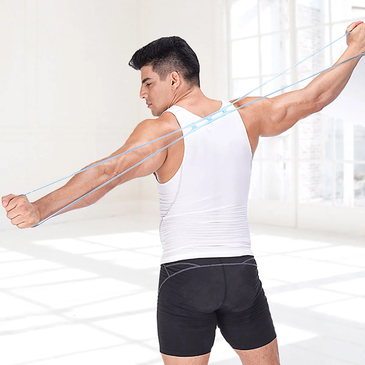 

Silicone Yoga Tension Band Blue Unique Shape Small Compact Easy Carry Odorless Durable Nonpermeable Reusable Fitness Resistance