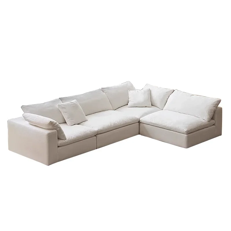 Cream style fabric sofa simple cotton and linen