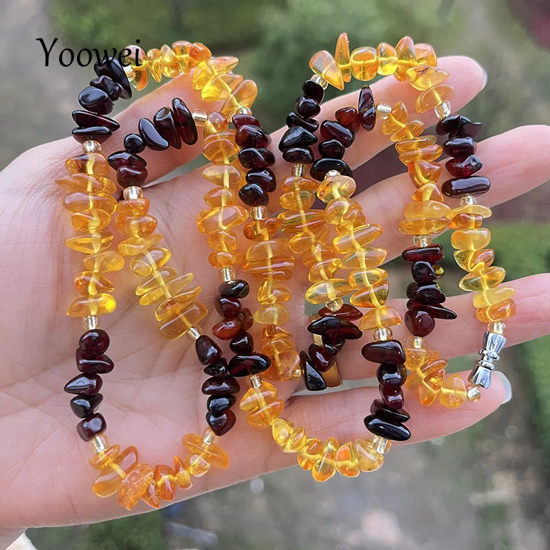 

100% Natural Amber Bracelets Genuine Golden Cherry Beads 70cm Long Sweater Chain Necklace New Gems Ambar Jewelry Wholesale Gift