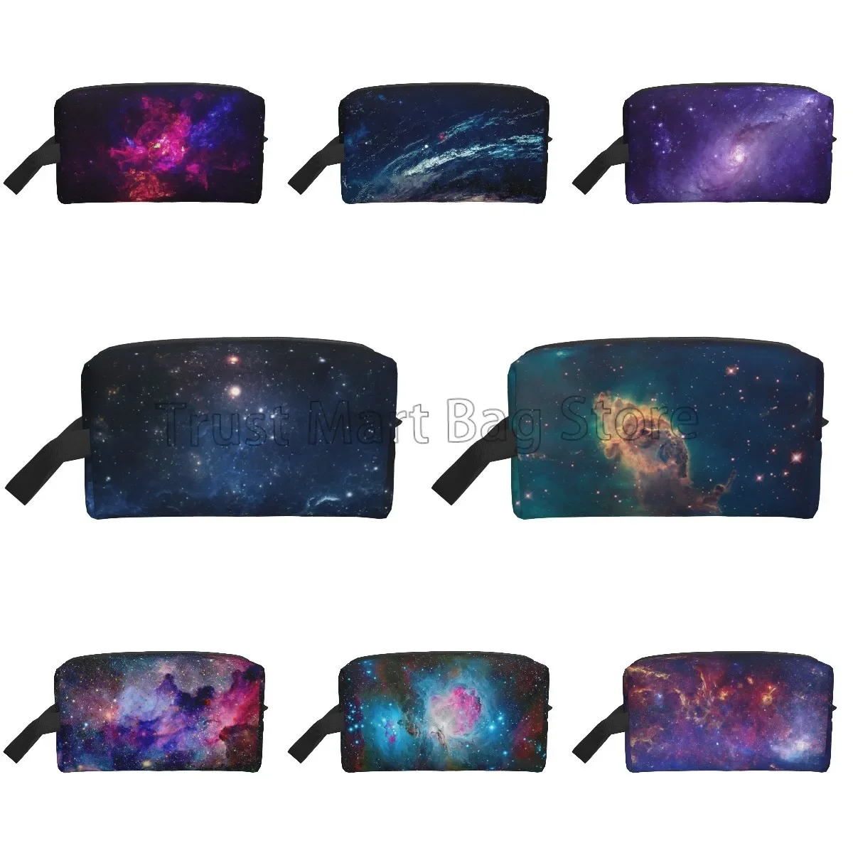 Sac de maquillage imprimé espace galaxie, sacs à cosmétiques portables, trousse de toilette de voyage, grande pochette de maquillage, étui de rangement étanche
