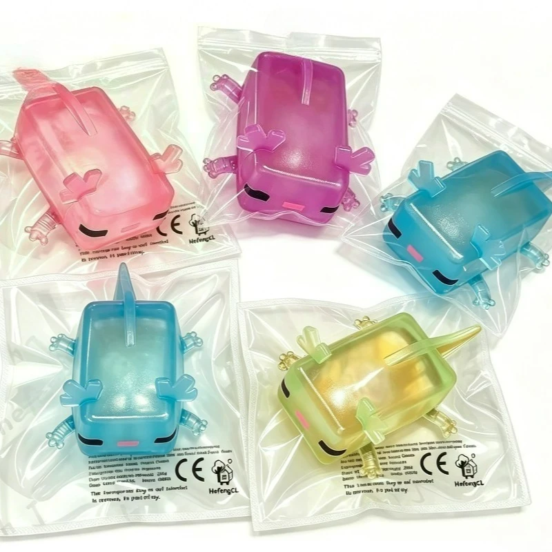 Transparent Glitter Axolotl Squishy Fidget Toy Cute Clear Liquid Quicksand Squeeze Stress Relief Decompression Toy For Kids