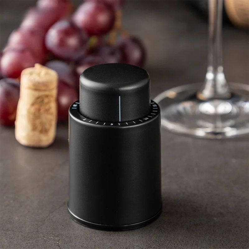 New Vacuum Wine Bottle Cap Stopper Sealed Storage Vacuum Memory Wine Stopper Push Style Bar Tools Barware Wine Cork Black
