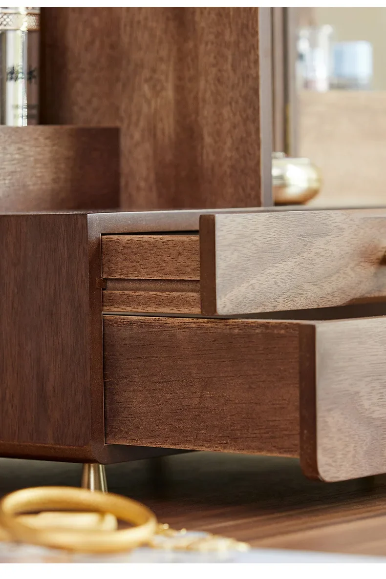 Large‑Capacity Wooden Desktop Cosmetic Holder Dust‑Proof Mirror‑Integrated Organizer For Skincare And Makeup Arrangement