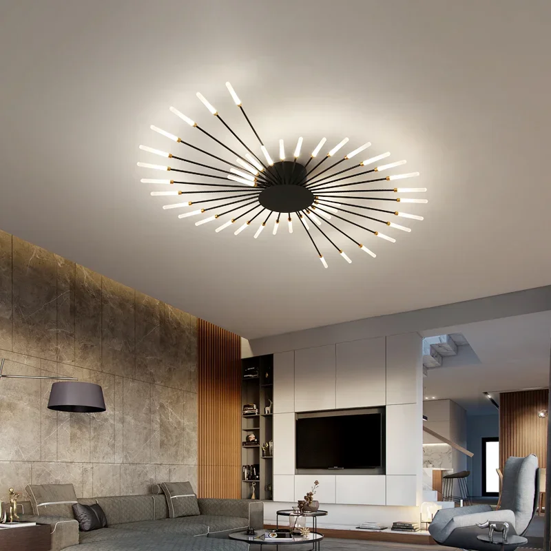 Plafonnier LED en Forme de enquêter d'Artifice au Design Moderne, Luminaire Décoratif de Plafond, Idéal pour un Salon, une Salle à Manger ou une Chambre à Coucher