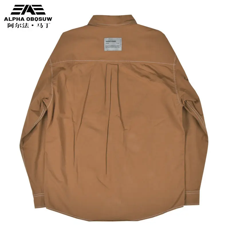 2026 Model Alfa Martin Trendy Workwear Shirt for Men Long Sleeve Spring-Autumn Retro American Pure Cotton Casual Shirt Summer