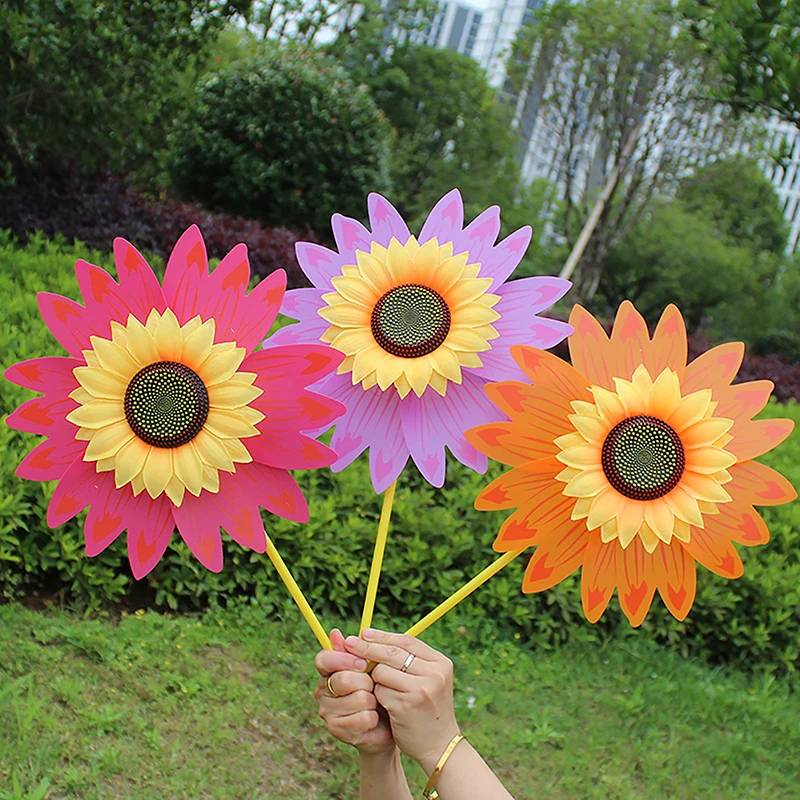 1pcs Colorful Sunflower Windmill Wind Turbine For Lawn Garden Party Decoration Outdoor Camping Picnic Garden Yard Decor