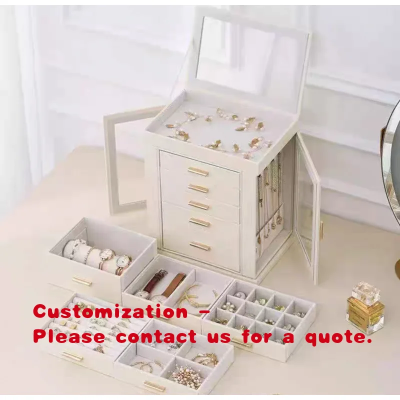 custom.View Lockable Clasp Dust-Multi-Tier Window Jewelry Storage Box Ample Storage Compartments Stackable Jewelry Ca